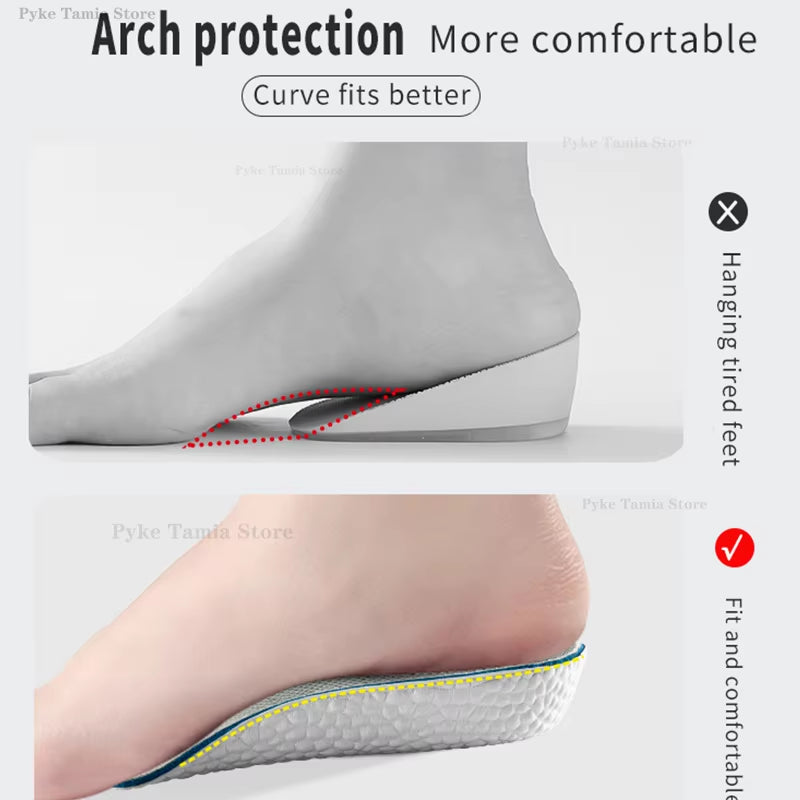 Orthopedic Height Increase Insoles for Men and Women - Arch Support Memory Foam Shoe Pads for Flat Feet and Sneakers