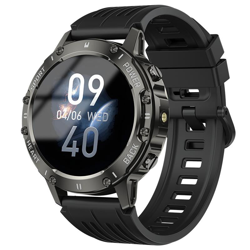 Advanced Smart Watch with Integrated Flashlight, Call and Text Functionality, 100+ Sports Modes, Pedometer, and Calorie Counter - Ideal Wearable Gift for Father's Day in Cyber Black
