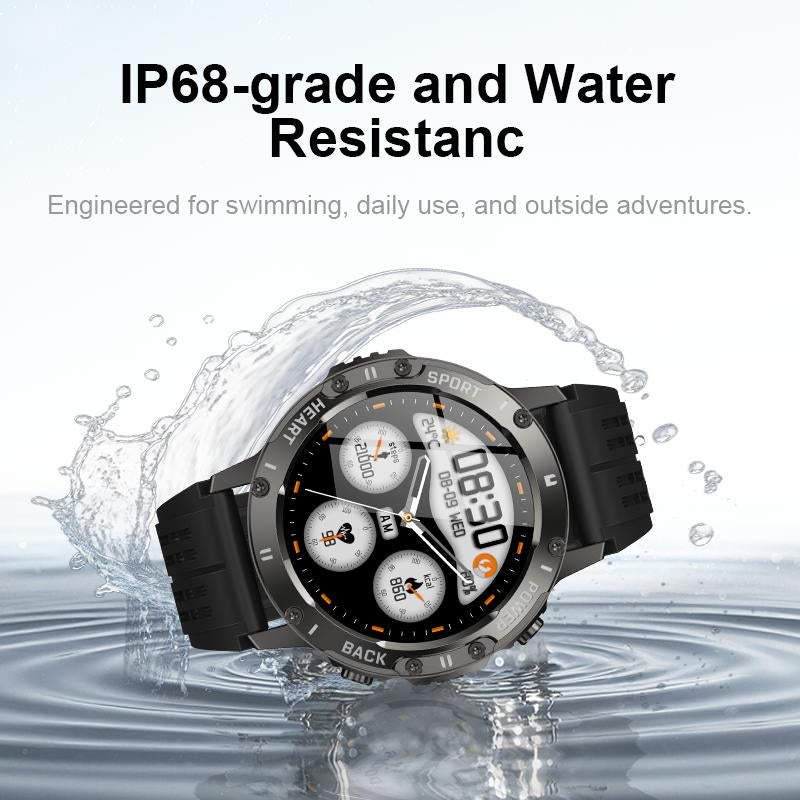 Advanced Smart Watch with Integrated Flashlight, Call and Text Functionality, 100+ Sports Modes, Pedometer, and Calorie Counter - Ideal Wearable Gift for Father's Day in Cyber Black