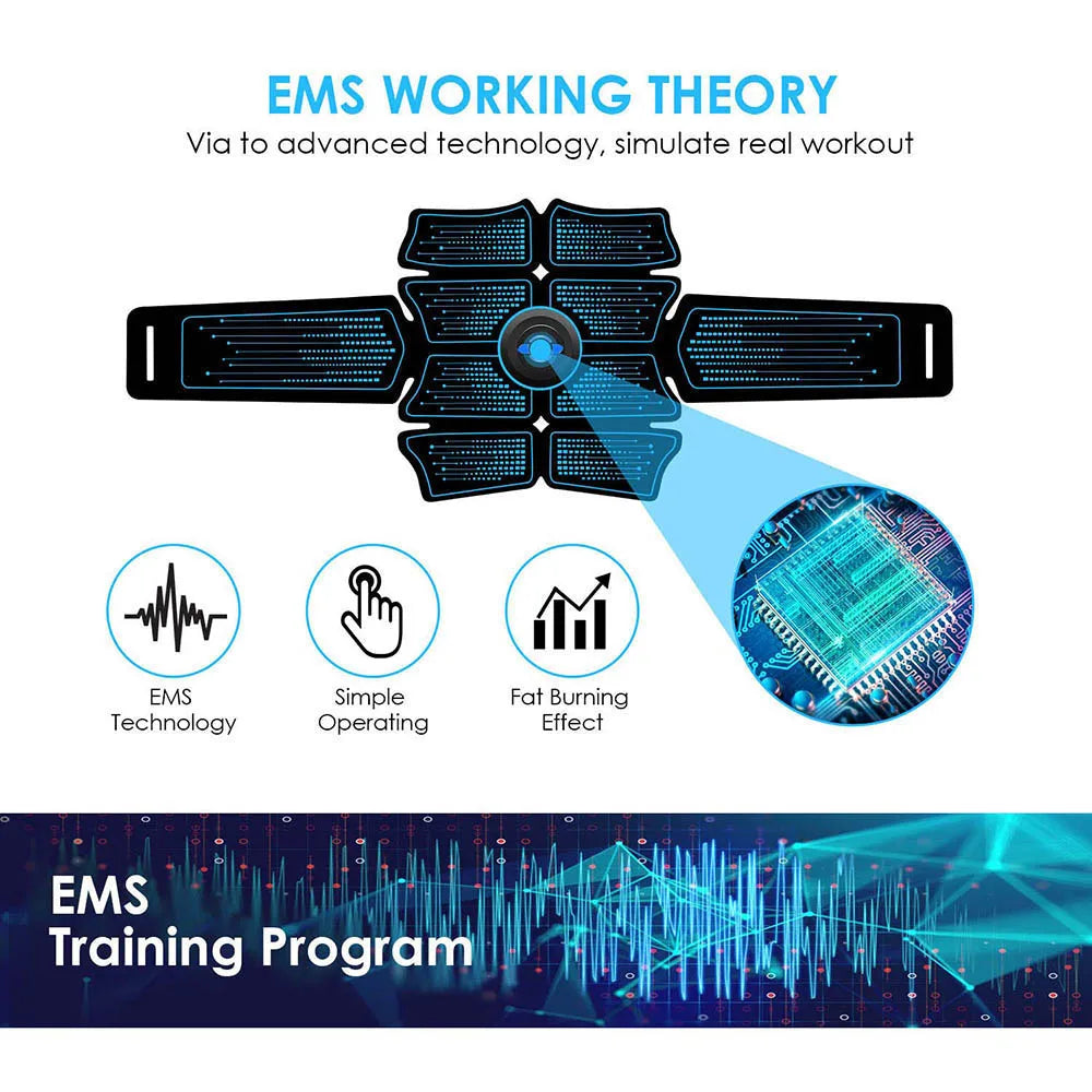 Abdominal Muscle Electrostimulator - Electric Massager and Hip Trainer for Home Gym Fitness