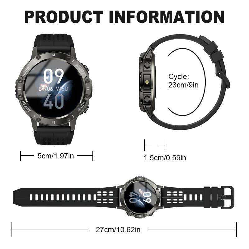Advanced Smart Watch with Integrated Flashlight, Call and Text Functionality, 100+ Sports Modes, Pedometer, and Calorie Counter - Ideal Wearable Gift for Father's Day in Cyber Black